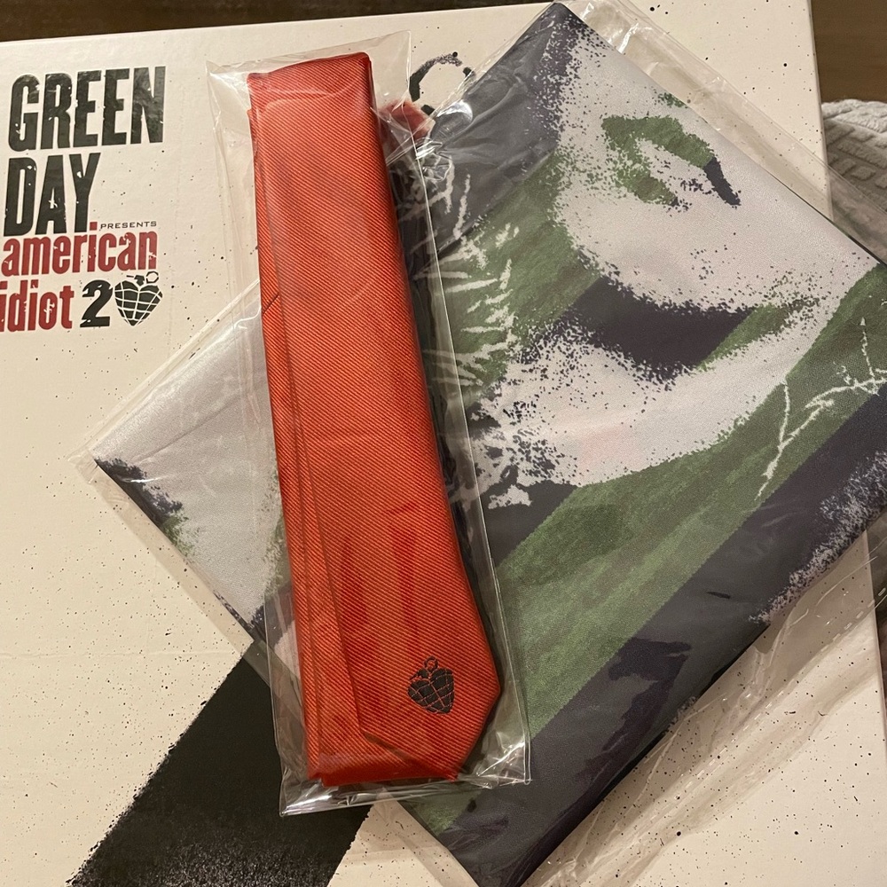 large Green Day flag, and the American Idiot red tie